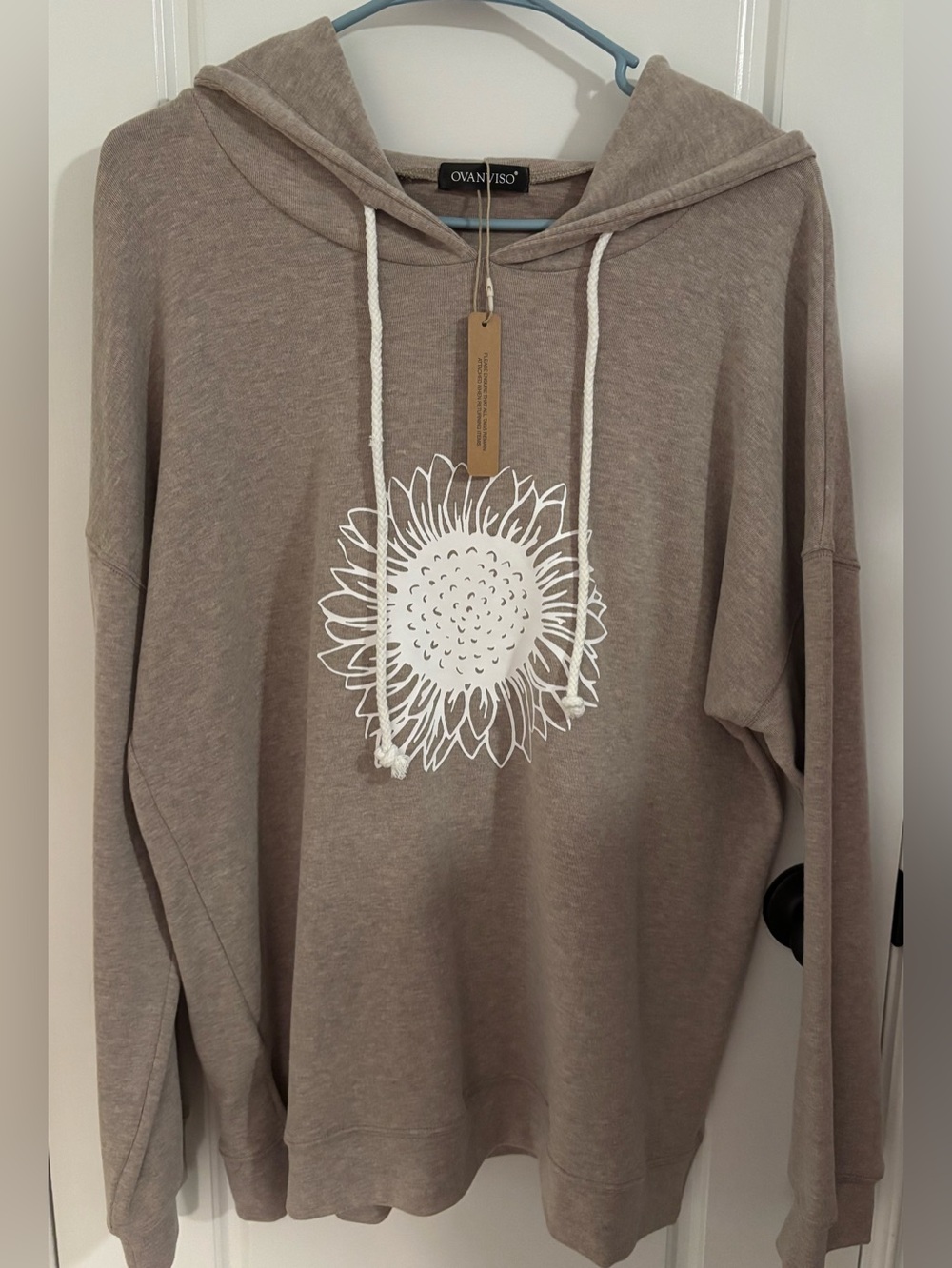 NWT Women's Taupe Sunflower Hoodie Sweater
